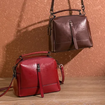 

Bag Women 2020 New Leather Women's Bag Fashion Oil Wax Cowhide Split Leather Shoulder Bag Ladies