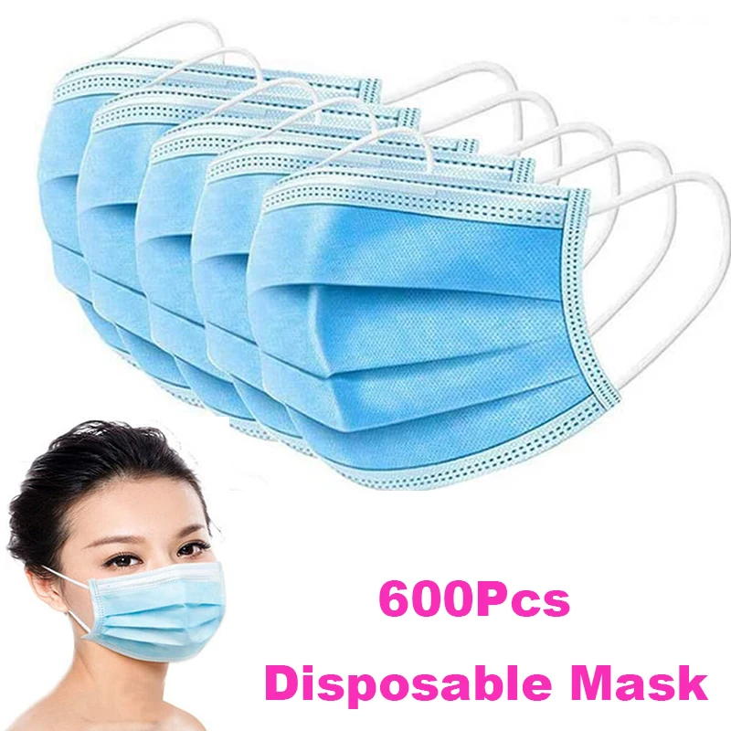 

600pcs Face Mouth Cover Disposable Guard tool Surgical masque anti pollution 3 Layers for protection