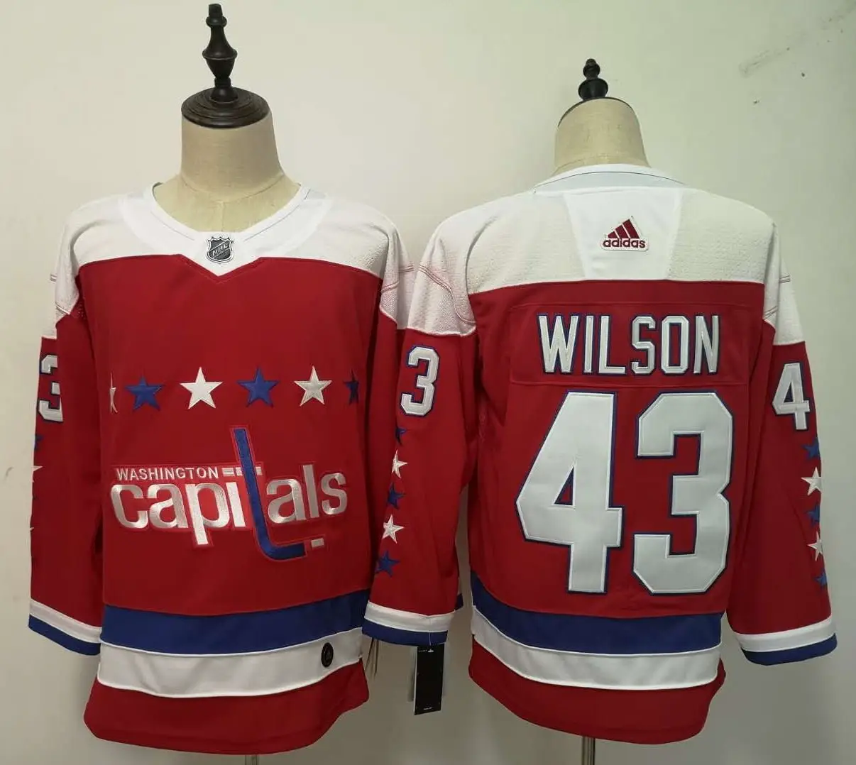 Все прошитой Для мужчин Washington TJ Oshie Александра Овечкина Tom Holtby Nicklas Backstrom Braden Евгений Кузнецова Майки - Цвет: Бежевый