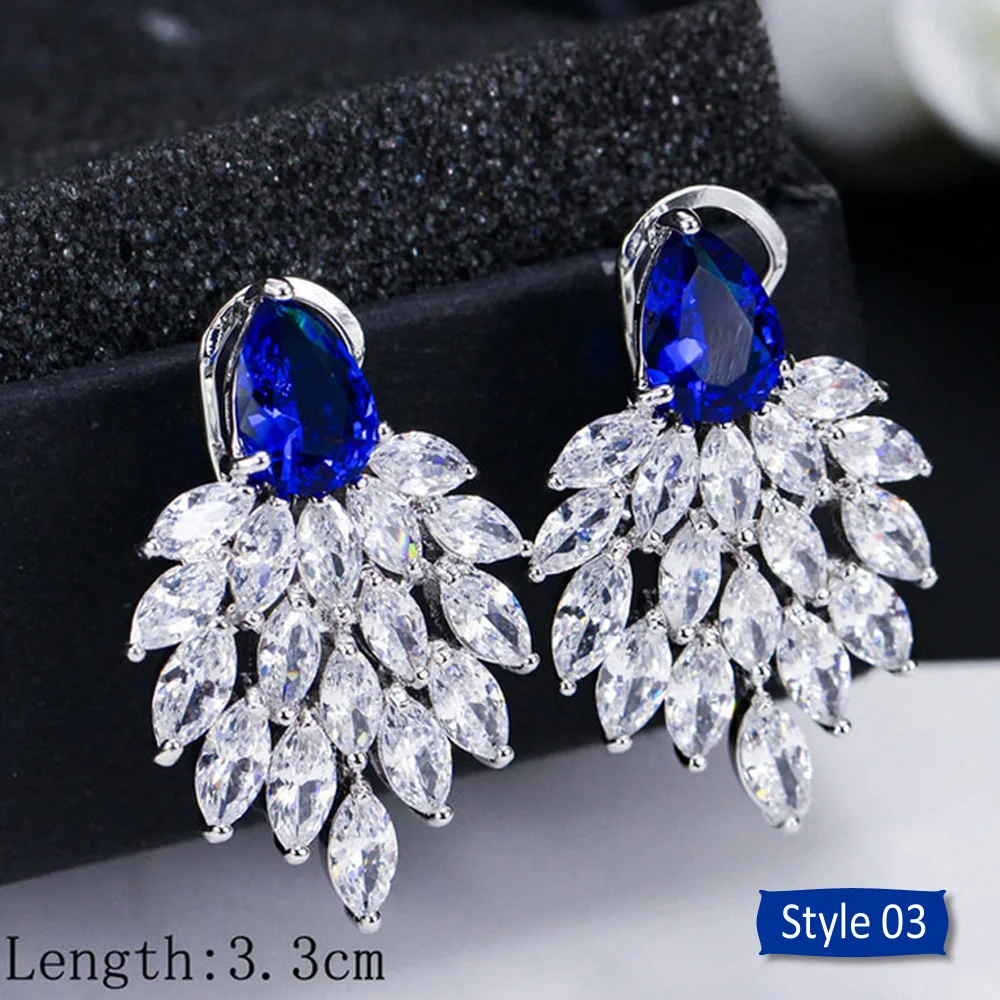 H813b0eb07f3044a7805c06a8ab1d3db56 - ThreeGraces Noble Big Cubic Zirconia Dark Blue Crystal Earring for Women Statement Round Flower Dangle Teardrop Earrings ER011