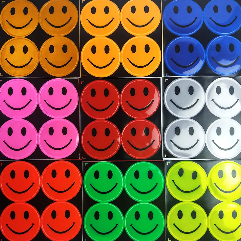 Reflective Stickers Cute Smile Face Cartoon For School bag Bicycle Motorcycle Scooter