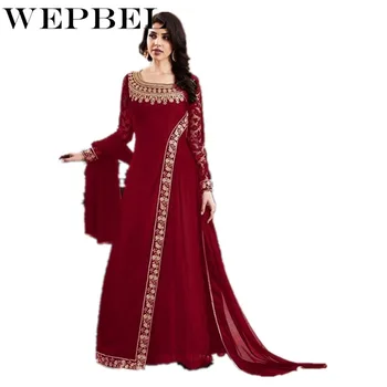 

WEPBEL Women O Neck Chiffon Fashion New Casual Vintage Lace Dress Floral Flower Full Sleeve Autumn Lady Long Maxi Dresses