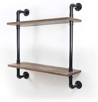 

KINMADE 2 Tier Iron Pipe Shelf Industrial Furniture Wall Shelf Bracket Hanging Storage Shelves