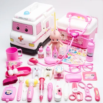 

Children's Little Doctor Toy Set Tool Kits Wooden Pretend Play Toy Role Play Sets Role Play Stethoscope Toys with Cloth Medicin