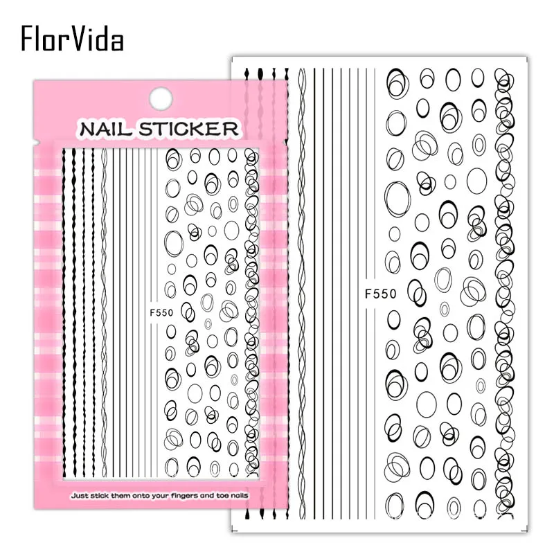 FlorVida F214-220 3D слайдер для ногтей золотые черные наклейки Переводные картинки с бабочками клейкий дизайн для маникюра Советы украшения для ногтей