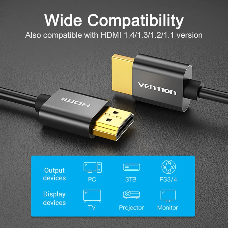 Vention-HDMI ̺ 4K 3D Ʈ HD HDMI 2.0 Xbox PS4/5 PC    ̺, ٵ ġ  HDTV HDMI ̺ 