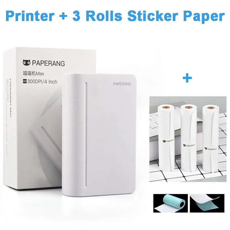 Printer A 3 Paper Paperang MAX 112 мм портативный термальный Bluetooth принтер мини фото фотографии принтер для мобильного телефона карманная машина - Цвет: Printer A 3 Paper