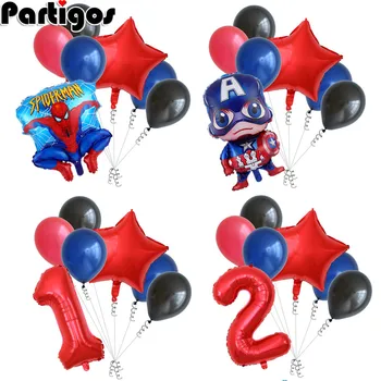 

7pcs Super Hero Spiderman Batman Foil Balloon Captain America Birthday Party Supplies 30Inch Number Balls Superman boys kids Toy