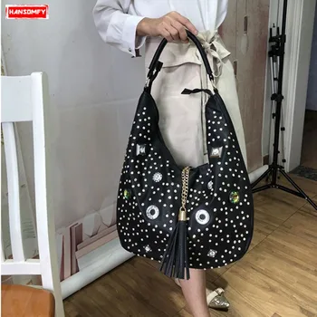 

New Diamonds Women Handbags Fashion Large Capacity Shoulder Bag Rhinestone Tote Bags Leisure Female Belt Drilling Package Ladies