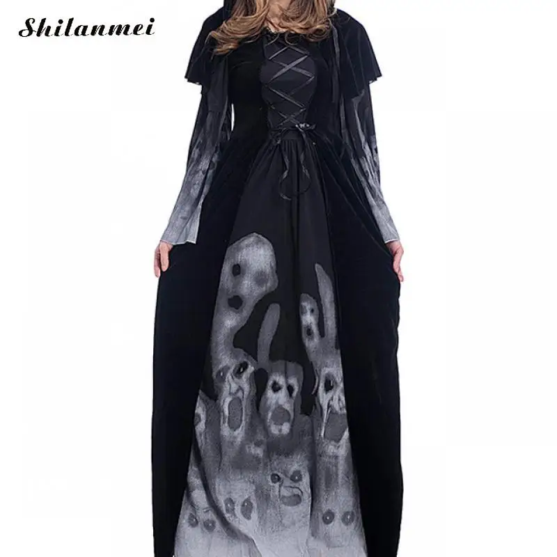 

Halloween Black Vampire Fantasy Witch Costume Gothic Medieval Nun Cosplay Carnival Halloween Costume For Women Women Disfraz