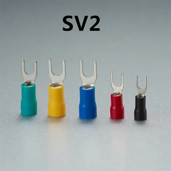 

100pcs SV2-3 SV2-4 SV2-5 SV2-6 Wire connector Fork Spade Crimp Insulation Terminal Cable Connector terminal 1.5-2.5mm2