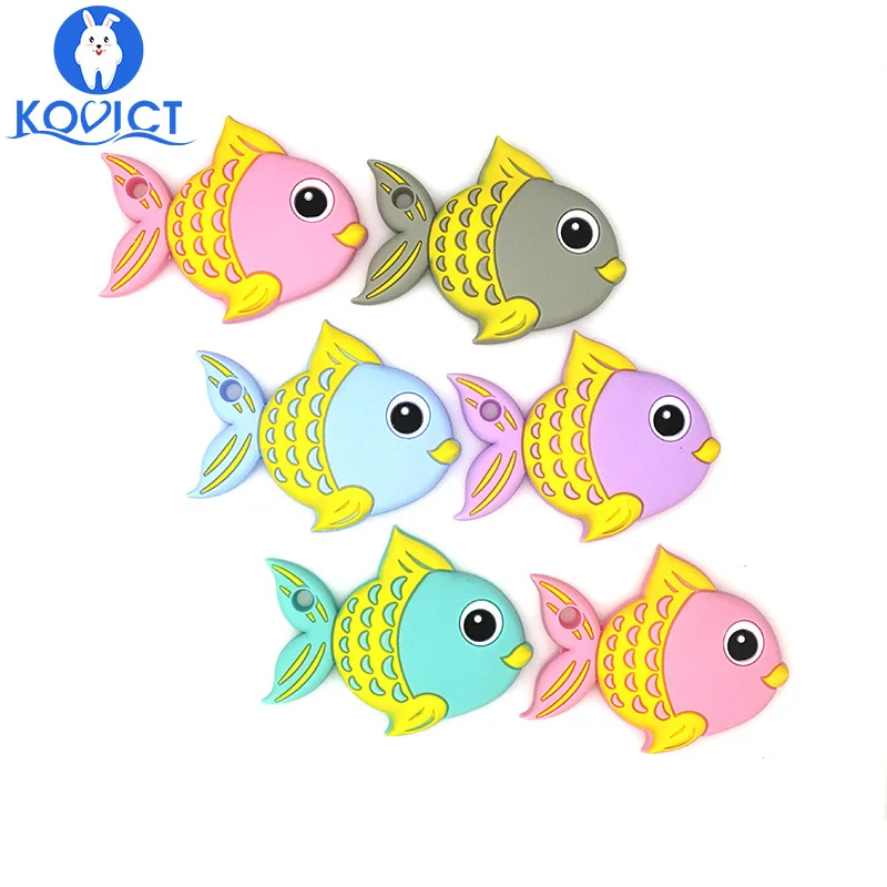 Kovict fish, детский силиконовый Прорезыватель для зубов, грызунов, BPA, без еды, силиконовый Прорезыватель для зубов, пустышка для кормления, силиконовые бусины