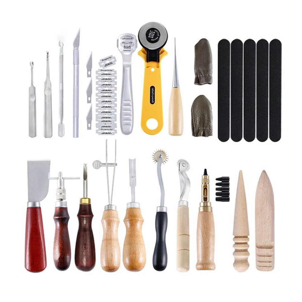 

24pcs Professional Leather Craft Tools Kit Hand Leathercraft Accessories Multi-tool Leather Punch Making Hand Tool Set