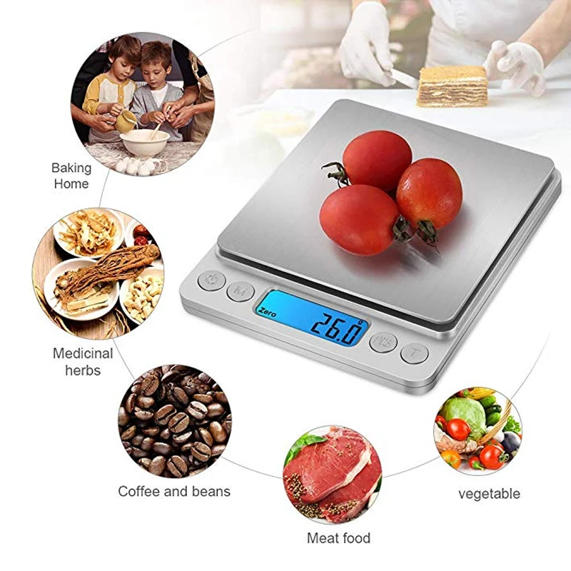Precision LCD Digital Scales 500g/3000g 0.01g/0.1g Mini Electronic Grams Weight Balance Scale for Tea Baking Weighing Scale kitchen scale portable scale digital scale pocket scale jewelry scale weighing tools hanging scale