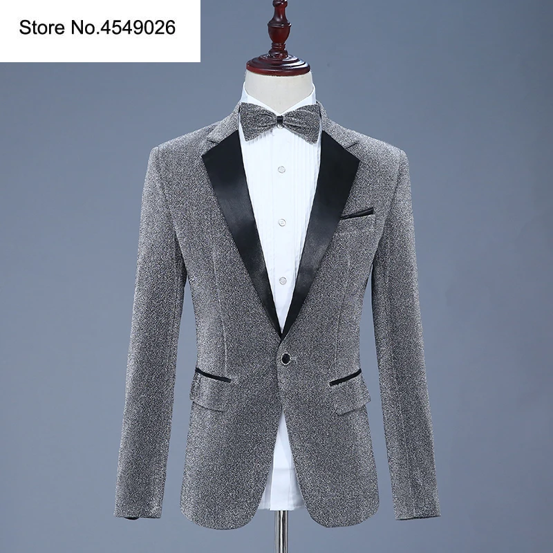 

Men's Tuxedo Suit Slim Fit Gray Velvet Blazer Party One Button Stylish Dinner Jacket