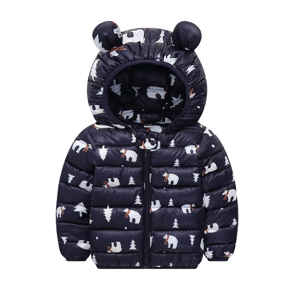 Зимние пальто для маленьких девочек и мальчиков; куртка; плотная куртка с капюшоном и ушками для новорожденных; верхняя одежда; повседневная одежда для маленьких девочек и мальчиков; пальто