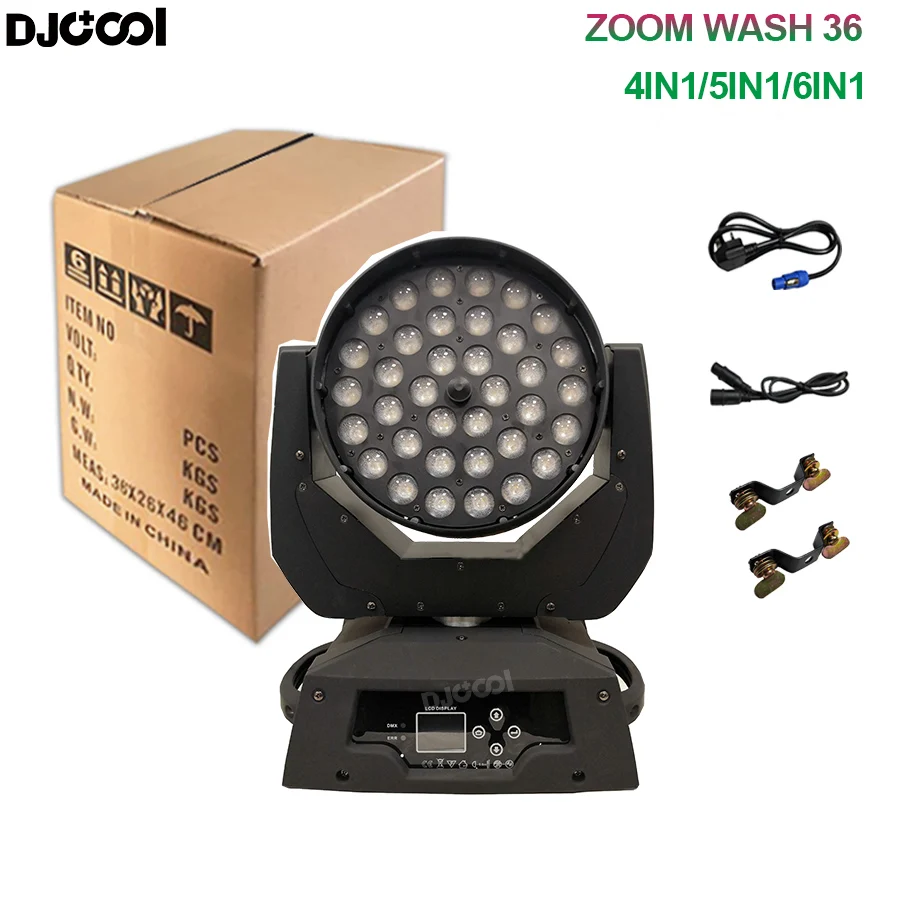Description Picture 3 of item2pcs 36x18W LED Wash Zoom Moving Head Light RGBWAUV 6in1 LED linear adjustment Dimmer for Party Bar Wedding Party Concert Lyre