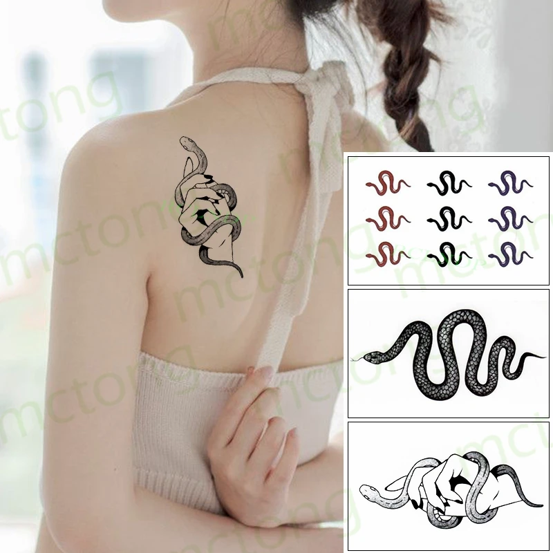 

Waterproof Temporary Tattoo Sticker Red Little Snake Animal Body Art Fake Tatto Flash Tatoo Leg Arm Neck Hand Foot for Women Men