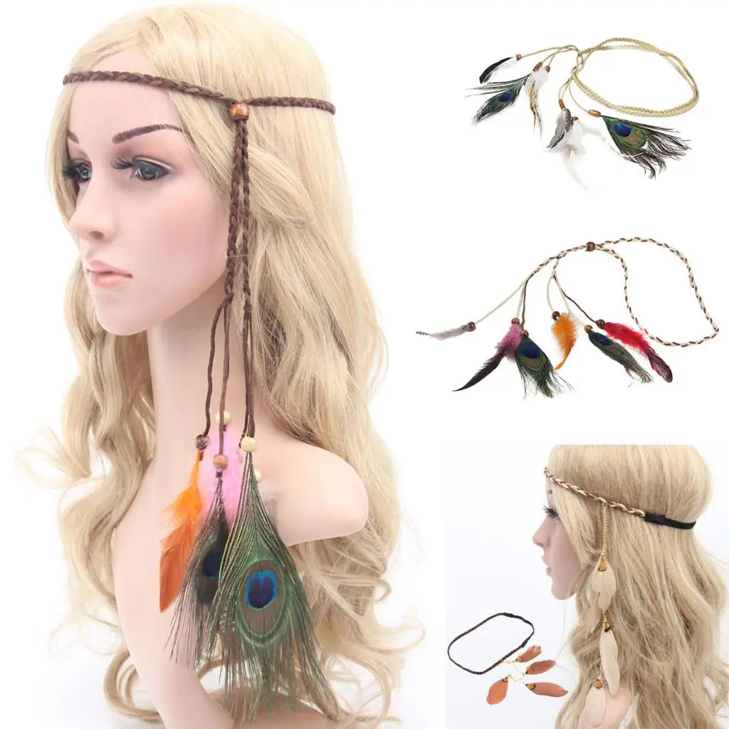 Indian Head Dress Feather Headpiece Showgirl Headdress Boho Hair Accessories