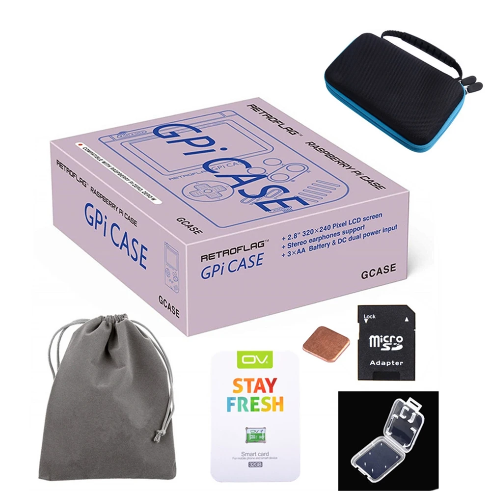 Case with 32G Bag Retroflag GPi Чехол комплект с 32 г Micro SD карты радиатор сумка для Raspberry Pi Zero/Zero W - Цвет: Case with 32G Bag