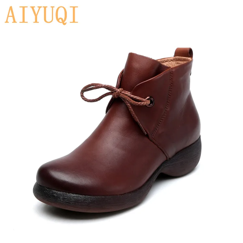 AIYUQI Женская обувь в стиле ретро; Новинка года; сезон осень; женская обувь из натуральной кожи; повседневная женская обувь - Цвет: Коричневый