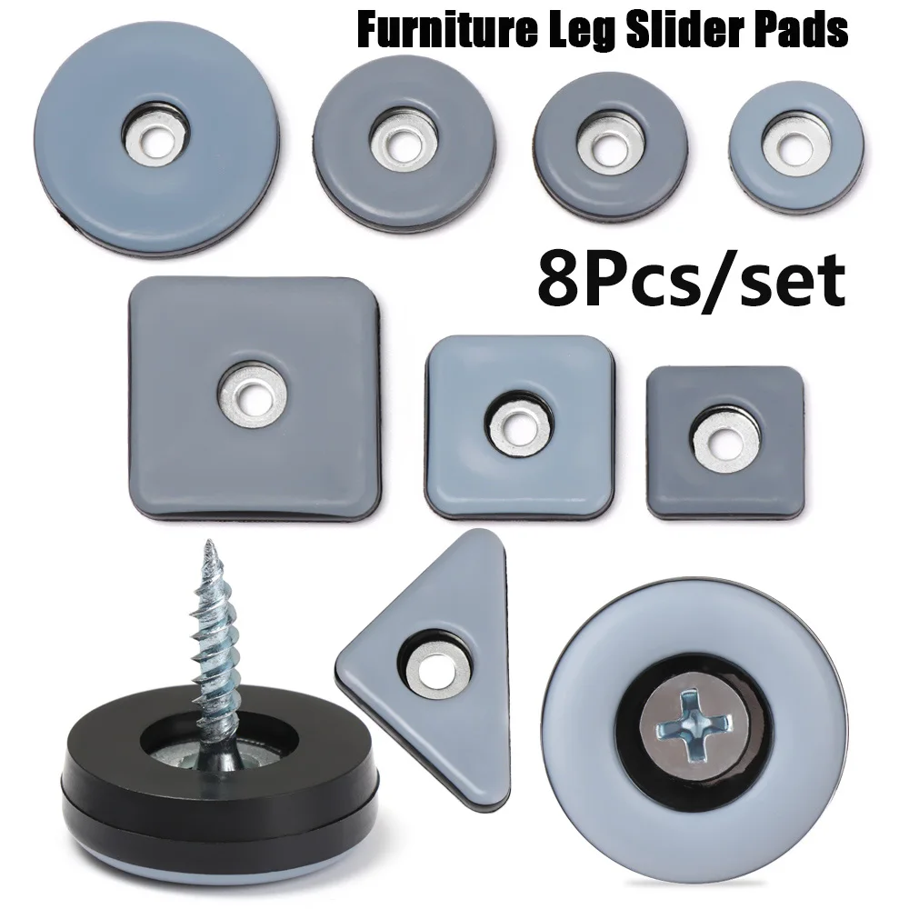 8-Piece Heavy-Duty Anti-Abrasion Furniture Slider Pads