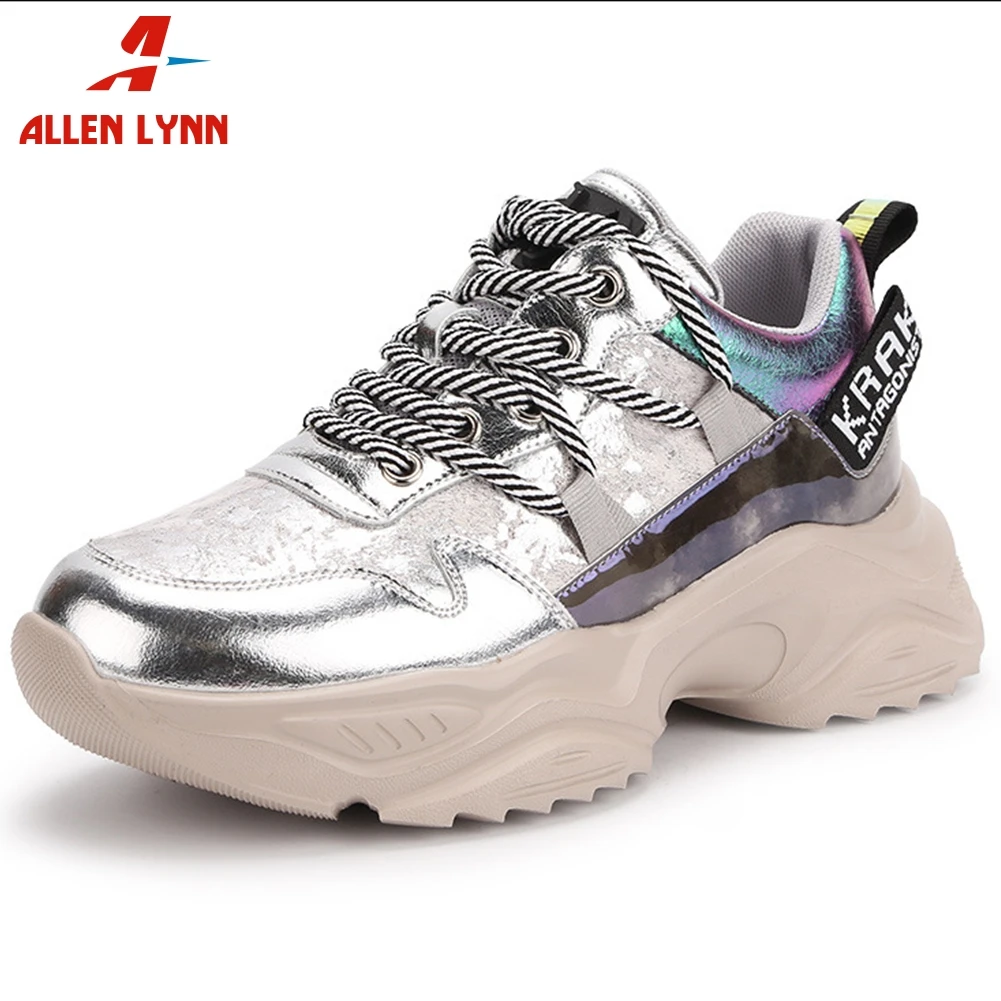 

ALLEN Spring New Lady Comfort Platform Shoes Woman INS Hot Decorate Sneakers Women Brand Quality Genuine Leather Sneakers