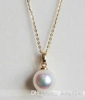 

Envío Gratis Natural japonés de 9-10mm collar de perlas Akoya colgante