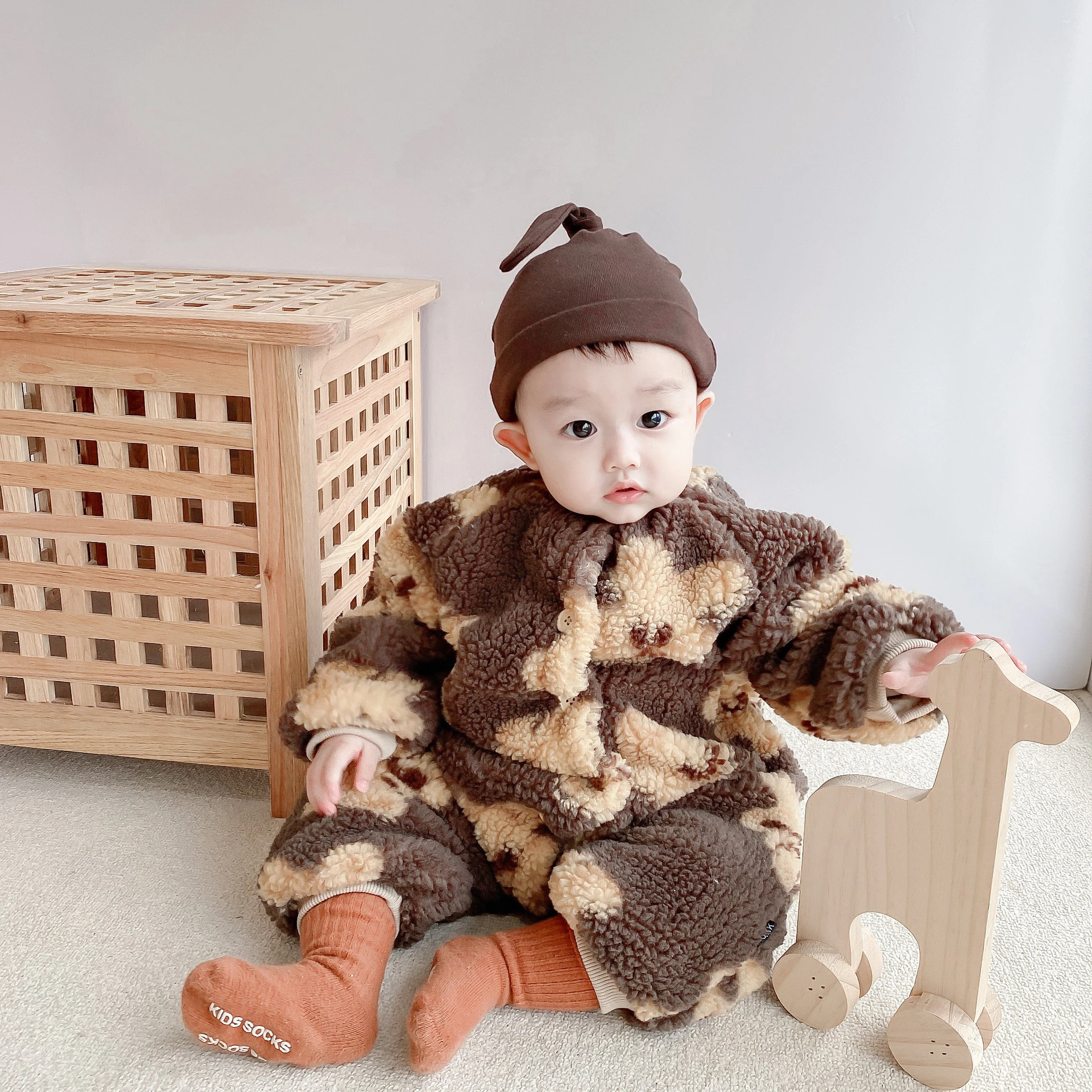 Ropa de invierno para bebé nacido, Pelele de bebé de dibujos animados de animales, mono cálido lana suave, pijama ropa bebe ropa navidad bebé|Peleles| -