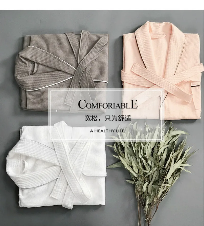 Халат с вафельным полотенцем 100% хлопок махровая ночная рубашка для мужчин и