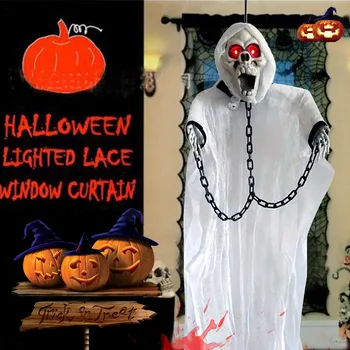 

2019 New Creepy Looking Ghost Horror White ghost Prop Halloween Decorations sound light dropshipping