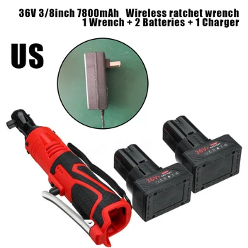 

36V 88N.m 3/8\" Cordless Electric Ratchet Wrench 2Pcs 7800mAh Battery Charger Right Angle Wrench Ratchet Power Tools Car Repair