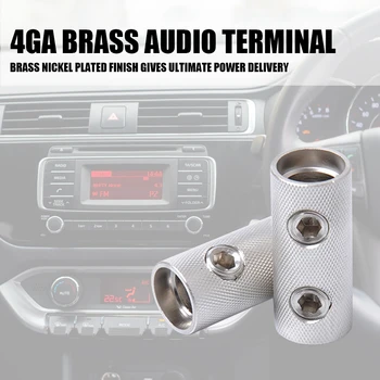 

2Pcs Wire Coupler Audio Car Brass Terminal Butt Connector 4 GA AWG Gauge Joiner Barrel Set Screw for Car