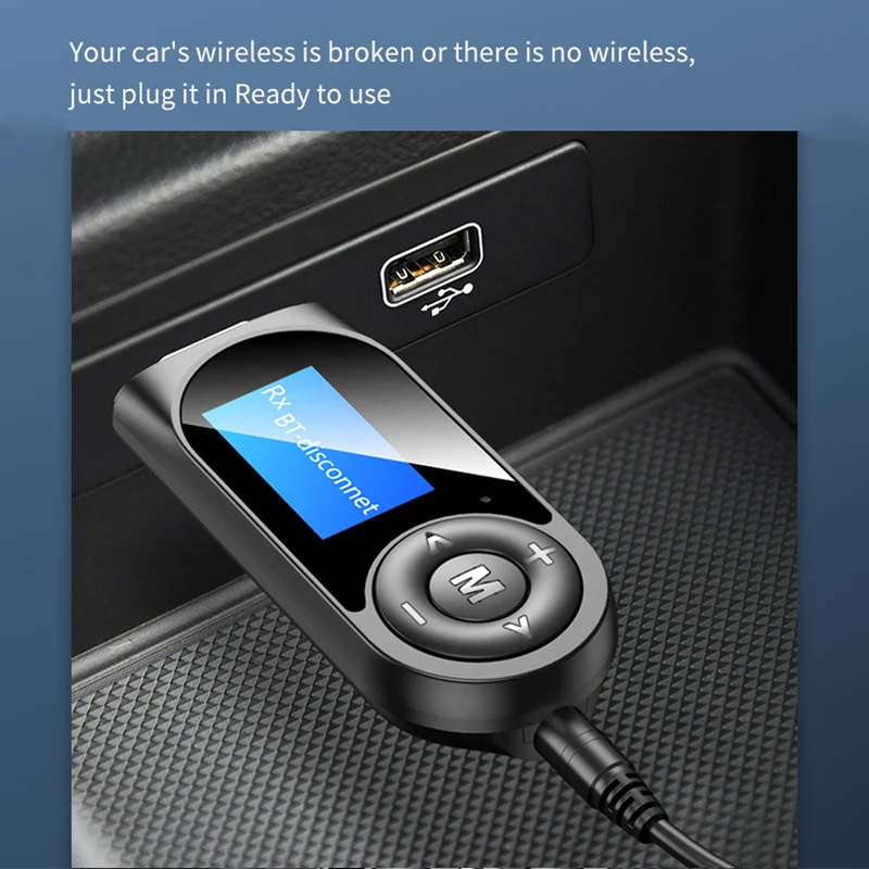 USB адаптер с цифровым ЖК дисплеем Bluetooth 5 0 AUX 3 мм|MP3-плеер для авто| |