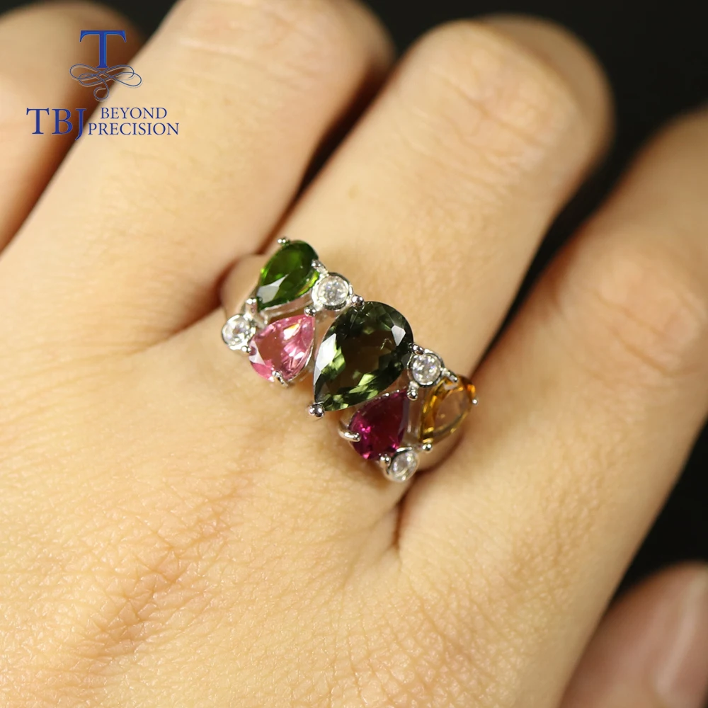 Magnifique Multi Tourmaline gemstone 925 Sterling Silver Handmade Ring TOUTES LES TAILLES 