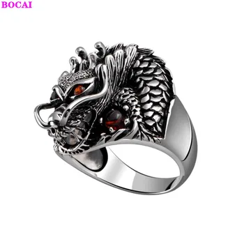 

BOCAI s925 sterling silver men's rings antique Thai silver dragon ring 2020 new domineering fashion Zodiac pure silver ring