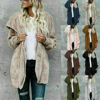 

Warm Hooded Long Sleeve Cardigans Women Autumn Winter Casual Loose Tops Cardigan Female Sweaters Plus Size S-5XL