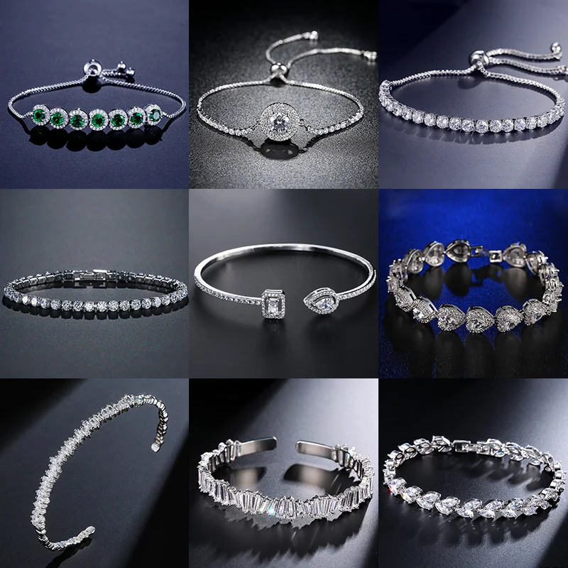 Bangle Bracelets Jewelry Tennis 925-Sterling-Silver Wholesale Womens New-Fashion Luxury