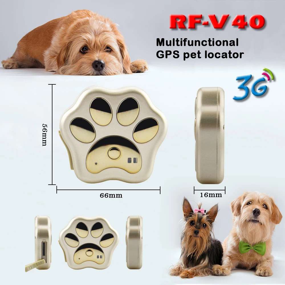 

RF-V40 3G Pet GPS Tracker Dog Cat Anti-lost Device Mini Waterproof Pet People Wifi Locator Advanced Sealing Waterproof Dustproof