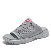 Летние новые стильные мужские сандалии из сетчатого материала; Модные мужские повседневные сандалии