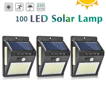 

100LED Outdoor Lighting LED Solar Power Lamp PIR Motion Sensor Wall Light Outdoor Garden Security Lamp Energy Saving Street