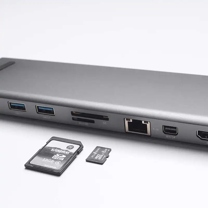 FFYY-ULT-BEST 10-в-1 3Usb Порты и разъёмы Тип-C концентратор USB док-станция для Поддержка 3,5 мм аудио 4K x 2K Hdmi Vga Rj45 Lan порт Gigabit Sd/Tf Card Reader устройство чтения карт