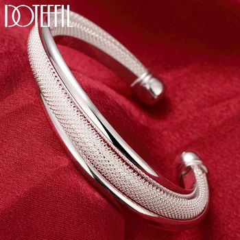 

DOTEFFIL 925 Sterling Silver Fashion Jewelry Large Reticulated Bracelet Women Bangle Wedding Engagement Jewelry