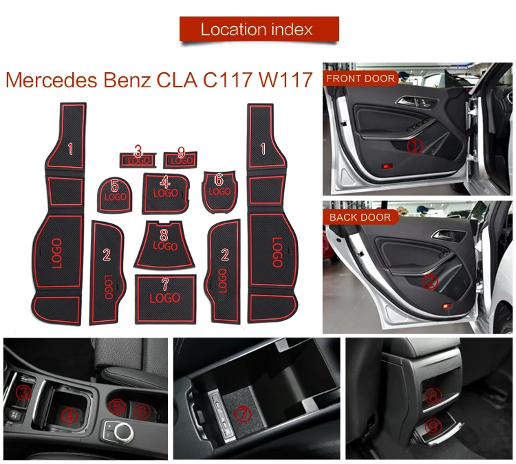 RKAC анти-скольжения ворота Слот коврик резиновая подложка для Mercedes Benz CLA C117 W117 аксессуары- 180 200 220 250 AMG 45
