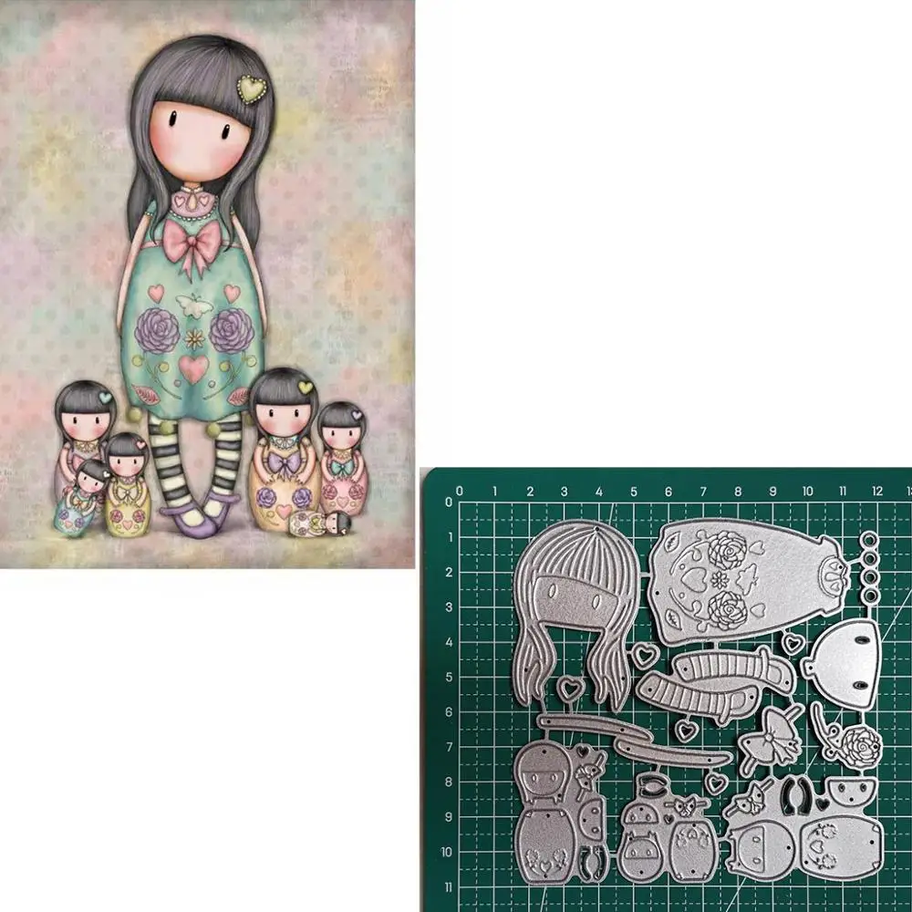 

Christmas Metal Cutting Dies 5 Lovely Shy Girl with Baby Girl Die Scrapbooking Craft Dies Cut lovely doll die Embossing Stencils