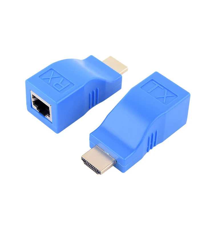 Синий 50 пар 30 м 4 к HDMI удлинитель передатчик TX/RX HDMI V1.4 HD 1080P по Cat5e CAT6 RJ45 Ethernet кабель для ТВ проектора DVD горячая распродажа - Цвет: Синий