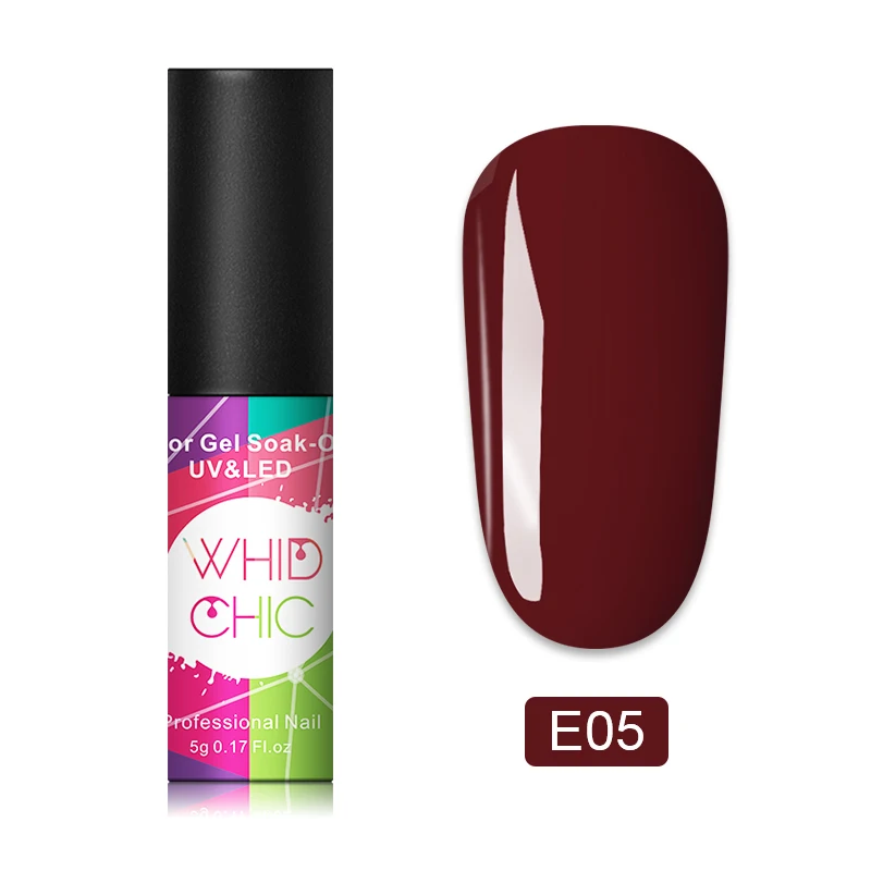 E05 WHID CHIC 1 бутылка 5 мл Гель-лак для ногтей Одноцветный розовый фиолетовый долговечный УФ светодиодный Гель-лак для ногтей - Цвет: E05