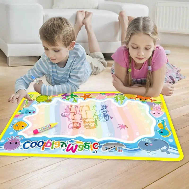 

8 Types Animal Themes Rainbow Water Drawing Mat & 2 Water Doodle Pens Xmas Gift Educational Toys For Kids