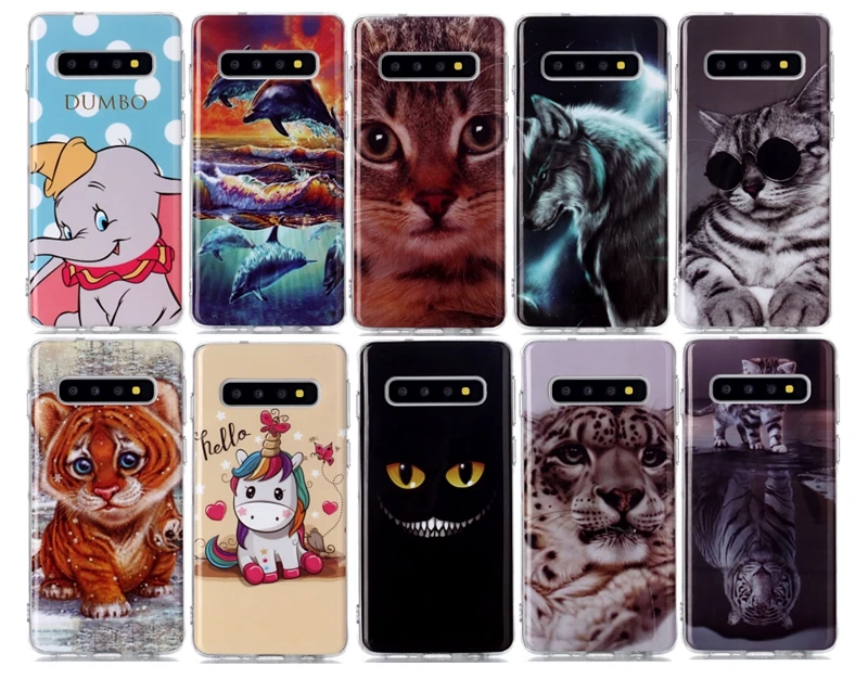 

Soft TPU Phone Case For Coque Samsung Galaxy S10 Plus Cute Cat Soft TPU Back Cover For Etui Samsung S10 Plus S 10 10S Back Case
