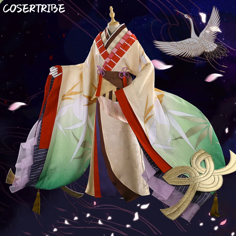 Игра Onmyoji Кагуя японский кран Кимоно Великолепная униформа косплей костюм для женщин Хэллоуин Карнавал Новинка